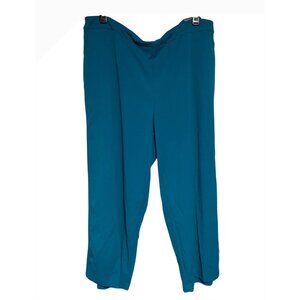 Jules & Leopold Pull-On Wide Leg Crop Pants Womens 3X Teal Polyester Spandex